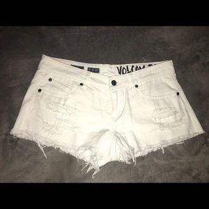 Volcom white jean shorts